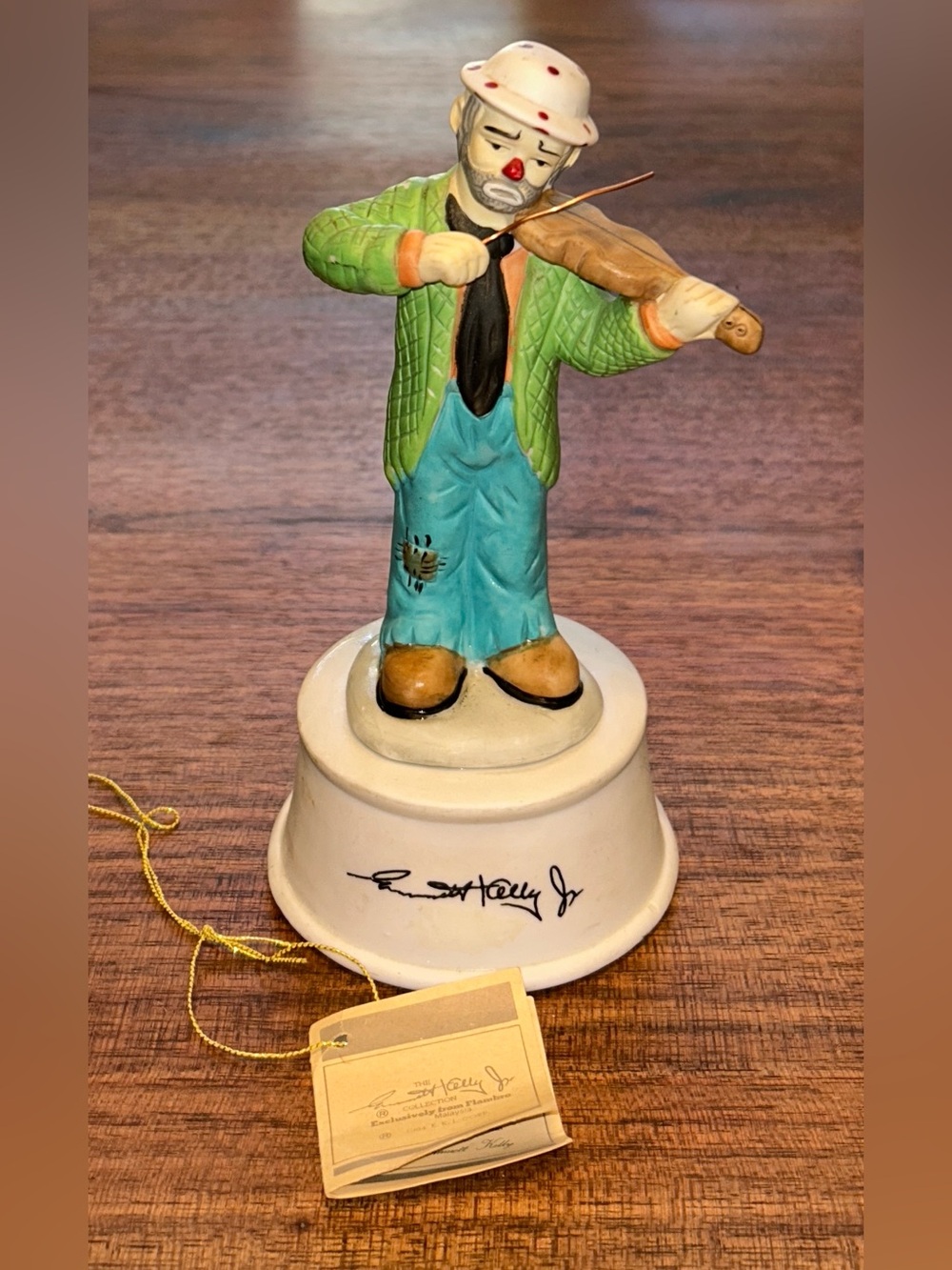 1984 E.K.I. Corp Flambro Emmett Kelly Jr Signature Collection Clown music box